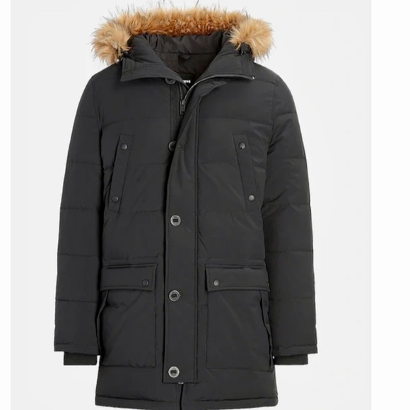 Express Black Nylon Hooded Parka